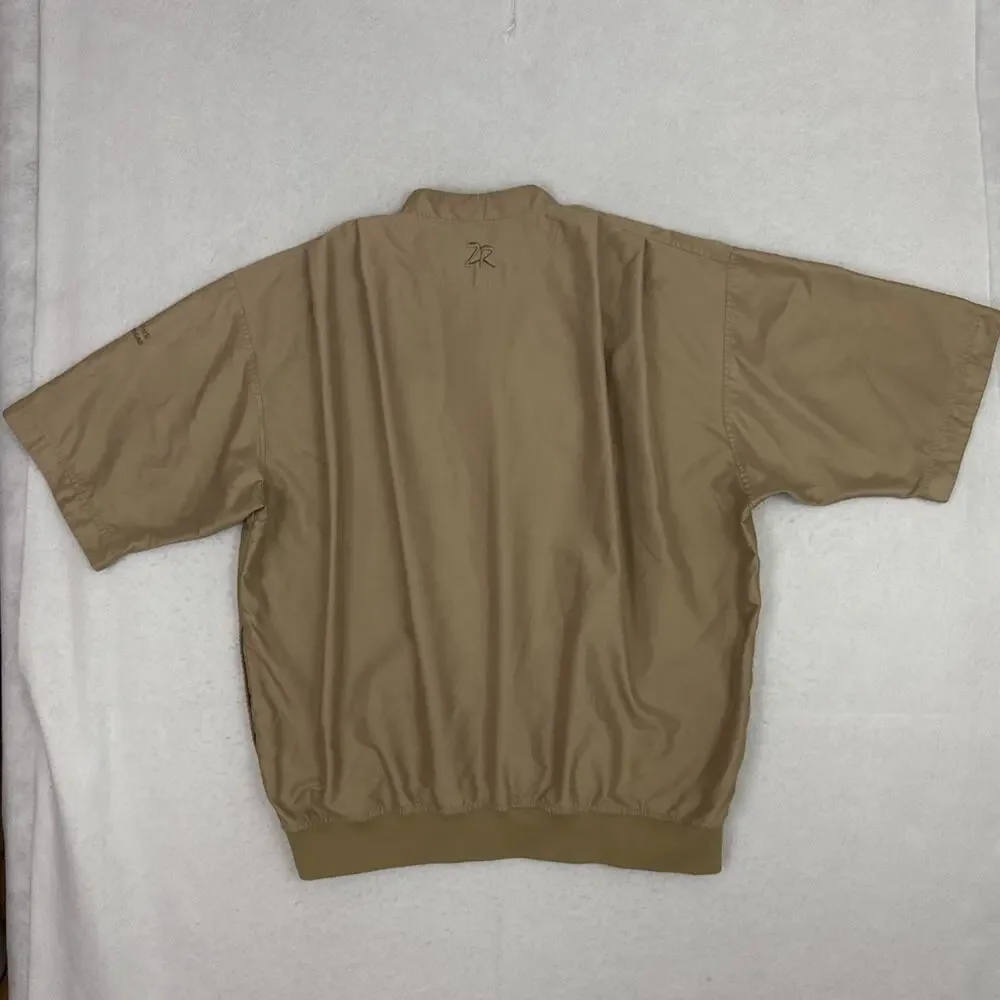 Zero Restriction Mens XL Golf Windshirt Beige Short Sleeve Pullover Anorak